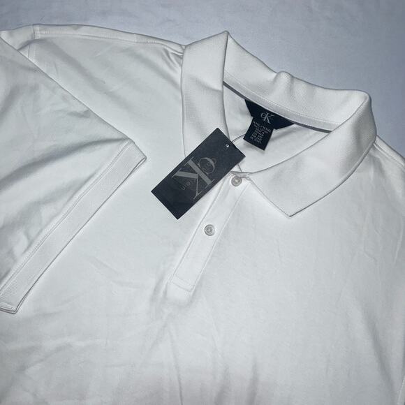 Calvin Klein Polo Shirt XXL White Short Sleeve Classic Fit 100% Cotton Casual - Picture 1 of 9